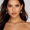 Colar de strass transfronteiriço europeu e americano personalizado em forma de V pingente gota d'água brincos joias de casamento terno colar feminino06