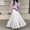 Falda de Malla con Retazos de Color Sólido de Nuevo Estilo para Mujer, Estilo Coreano de Primavera y Otoño, Suave y Versátil, Falda Larga de Línea A Adelgazante