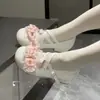 ZapatosLolita Originales Candy Tata Star y Carillón de Viento con Encaje y Moño de Caramelo Planos Lolita de Punta Redonda