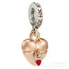 Pingente de coração bicolor em liga banhado a ouro rosa, pingente de castelo bicolor com miçangas, berloque de âncora, acessórios de pulseira de amor