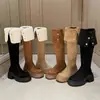 Botas western de suela gruesa de dos usos para aumentar la altura 2026 elegantes y modernas botas de nieve forradas de felpa para otoño e invierno con tacones gruesos y botas altas hasta la rodilla para mujer