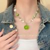 Collar de manzana con cuentas de dopamina coloridas para mujer, estilo fresco y dulce, cadena de clavícula con diseño de nicho.