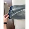 Jeans Masculino com Padrão de Raio e Design Arranhado Moda Trendy High Street Versátil para o Dia a Dia Calça Comprida Moda com Cintura Semi-Elástica