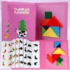 Quebra-cabeça de tangram magnético para crianças e alunos do ensino fundamental Quebra-cabeça colorido da primeira série Brinquedo de madeira Quebra-cabeça de educação infantil