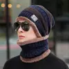 Chapéu de Lã Masculino Outono e Inverno Moda Fashionável Coreano Personalizado Chapéu de Tricô Masculino Inverno Quente Marca Fashionável Conjunto de Duas Peças