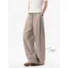 Pantalones Casuales Sueltos de Rayas Oscuras Estilo Old Money Americano para Hombre Verano Holgados Caídos con Cordón Pierna Ancha Largos