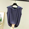 Chaleco para Mujer Primavera y Verano Delgado Modal Sin Mangas Top Camiseta Talla Grande para Mujer Adelgazante con Capucha Suéter Holgado Combinación