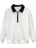 Sudadera con cremallera hasta la mitad y solapa, manga larga, estilo Old Money casual para hombre, chaqueta, novedad Otoño/Invierno 2026, top