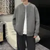 Cárdigan de punto simple estilo coreano para otoño, cuello redondo, suéter chaqueta de color liso de punto suelto con botones, top versátil para el uso diario