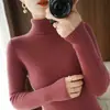 Suéter de cuello alto para mujer, nueva colección otoño/invierno 2026, capa base de manga larga ajustada, camiseta base de punto de lana sintética