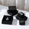 Caja de Joyería Negra Estampada en Oro, Caja de Regalo para Collares, Anillos, Pendientes, Caja de Embalaje para Joyería, Joyería