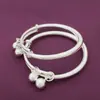 Lin FA joyería de plata pulsera de cascabel brillante para bebé plata de ley 990 vientre redondo pulsera para niños estilo étnico regalo de abril