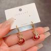 Pendientes de estilo chino con forma de bolso festivo rojo, con hebilla para las orejas, de nicho, ligeros, de lujo, de celebridades de Internet, de moda, joyería de alta gama.