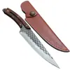 Cuchillo recto Kunlun Quetshe de Damasco, cuchillo pequeño patrón forjado a mano, cuchillo portátil para cortar fruta y carne para exteriores con funda
