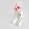 Calcetines para Niños para Otoño e Invierno, Calcetines de Media Pantorrilla con Lazo Estilo Coreano para Niñas, Calcetines Gruesos de Algodón a Rayas Estilo Escolar de Doble Aguja, Modernos