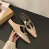 Mules Puntiagudos Estilo Francés 2026 con Diseño de Lazo, Modelo Nuevo para Mujer, Pantuflas de Verano para Exteriores con Pedrería
