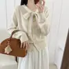 Cárdigan de Punto con Encaje y Lazos de Estilo Francés de Manga Larga para Mujer, Nuevo Suéter de Otoño e Invierno con un Top Inspirado en Chanel