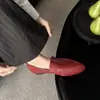 Mocasines de Moda Sencillos Estilo Coreano de 1 cm 2026 Verano Nuevos Zapatos Planos sin Cordones de Punta Redonda de Piel para Mujer