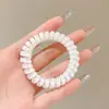 Elástico de Cabelo Espesso de Alta Elasticidade Tipo Fio de Telefone para Mulheres, Corda de Cabelo Enrolável para Rabo de Cavalo Baixo, Sem Costura e Delicada, Doce Faixa de Cabelo