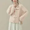 Cardigã de malha feminino com laços, novo estilo outono e inverno, suave e doce, suéter afina a silhueta, peça de outer wear feminina