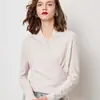 Nuevo Suéter de Lana de Punto con Cuello en V para Otoño e Invierno, Corte Ajustado, Suéter Corto de Punto Cruzado como Prenda Base, Suéter de Lana Rayado para Mujer