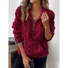 En Stock Amazon Wish Suministro Transfronterizo Moda Otoño e Invierno 2026 Sudadera de Felpa para Mujer Corta con Bloques de Color y Cuello Medio Abierto