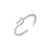 Anel Urso Vazado em Prata de Lei 925 Design Simples de Nicho Feminino Estilo Hong Kong Anel Aberto Distintivo Urso Amoroso 5996A