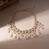 Collar de Borlas de Pedrería Perlas Estilo Bohemio Cadena para Clavícula de Lujo Ligero Nicho Moda Transfronteriza Europea y Americana Accesorio Versátil