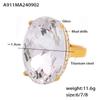 Transfronteiriço Europa e Estados Unidos oval pegajoso broca grande anel de vidro titânio banhado a aço 18K anel de ouro real retro luz de luxo mão jóias