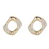 Pendientes de estilo coreano de lujo ligero Zhongxing para mujer, pendientes de temperamento con circonita de color oro real que no se decolora, aguja de plata 925, venta al por mayor