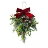 Decoración de árbol colgante de muérdago artificial navideño transfronterizo, decoración de lazo para colgar en la puerta, adorno de decoración del hogar para colgar en la pared