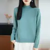 Suéter de punto Gaoshifeng grueso de algodón puro con cuello semialto para mujer, capa base versátil para otoño e invierno, suéter de punto holgado
