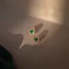 Brincos de tarracha em prata de lei S925 com calcedônia esmeralda femininos nicho versátil luxo leve pequenos requintados quadrados renda diamante brincos
