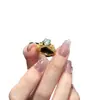 Princesa Sirena Corazón de Amor Corona Azul Marino en Forma de Corazón Anillo Abierto Ajustable Diseño de Nicho Moda de Lujo Ligero para Mujeres
