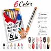 Conjunto de Canetas para Nail Art com Ponta Fina de 0,5mm, Caneta Graffiti Líquida Sem Pressão, Caneta Marcadora à Prova d'Água de Secagem Rápida, Pode Ser Aplicada em Camadas