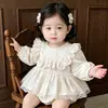 Vestido Ajustado de Encaje Bordado con Mangas de Linterna y Dobladillo Acampanado, Dulce y Elegante, Nuevo para Primavera y Otoño, Estilo Coreano para Niños Pequeños