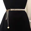 Corrente de Cintura Pérola Multicamadas Estilo Coreano 2024 Acessório Decorativo Feminino para Vestidos, Cinto Elástico com Toque de Luxo, Corrente para o Corpo para a Cintura