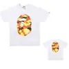 Camiseta Manga Curta da Marca Japonesa Tendência Bape com Estampa Camuflada de Macaco Dormindo e Cabeça de Macaco, Camiseta de Verão para Casais, Camiseta Curta Casual Esportiva de Meia Manga
