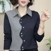 Nova Camisa Base Elegante de Primavera para Mães, Moletom Camiseta Versátil de Manga Longa para o Dia a Dia, Top Versátil Casual