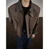Chaqueta de solapa estilo americano de corte limpio para hombre, nuevo abrigo casual de trabajo fresco vintage de otoño suelto para hombre