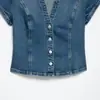 Camisa de Mezclilla Elegante Ajustada a la Moda Europea y Americana Transfronteriza para Mujer 2026 0695260