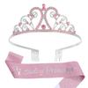 Nuevo Conjunto Transfronterizo de Corona de Cumpleaños Morada y Banda para el Hombro Corona de Cristal de Princesa Estampado en Caliente Cinturón de Etiqueta al por Mayor