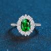 Anillo de Plata de Ley S925 con Forma de Huevo Simulación Rojo Paloma Verde Nano Azul para Mujer Joyería de Diamantes de 3.5 Quilates Joyería de Plata