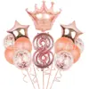 Set de Globos Digitales de Corona Transfronterizos en Varias Formas para Decoración Temática de Fiesta de Primer Cumpleaños Infantil Globos de Papel de Aluminio