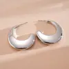 Pendientes de Acero con Aguja de Luna Metálicos Brillantes en Forma de C Estilo Europeo y Americano, Pendientes de Diseño Simple y Único, Accesorios para Orejas de Alta Gama para Viajeros