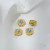 Color Dorado Mate Conservador de Color Perla Incrustada Antigua Ojo de Gato Ópalo Lunar Flor Geométrica Forma de Trébol de Cuatro Hojas Cuentas Espaciadoras Accesorios para Manualidades