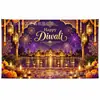 Fundo de Diwali 2027 transfronteiriço novo, lamparina a óleo de lótus impressa em alta definição, série de fundos de decoração festiva