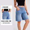 Shorts Jeans Wide-Leg de Cintura Alta com Bigodes Transfronteiriços Novos para Mulheres, Emagrecedor, Solto, Alta Elasticidade, Shorts Fitness com Bolsos