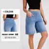 Shorts de Mezclilla de Pierna Ancha con Cintura Alta Estilo Bigote de Gato para Mujer, Alta Elasticidad, Adelgazantes, Bolsillo, Fitness, Casual, Shorts Moldeadores