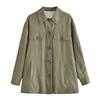 Estilo europeu e americano 2023 Coringa básico linho misturado camisa casaco trench coat jaqueta jaqueta atacado